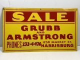 Porcelain coated Grubb and Armstrong Sale sign double sided