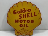 Porcelain coated Golden Shell Motor Oil Promotional Sign