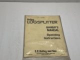 C.C Kelley and Son Owner’s Manual Kelly Logsplitter, Operating Instructions