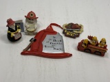 Assortment of Firemen's collectables. 2- Pierce box fire  trucks, 1- Luverne fire apparatus CO., Sou