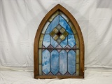 stained glass window; 22in x 32 1/2in x 1 3/4