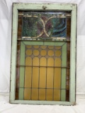 stained glass window; 28 1/2in x 44in x 1 3/4in