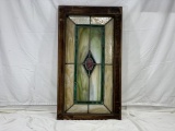 stained glass window; 32in x 18 in x 1 3/4