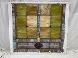 stained glass window; 39 1/2in x 37in x 2in