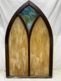 Arched stained glass window; 55in x 34in x 1