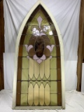 Arched stained glass window; 82in x 35in x 2 in