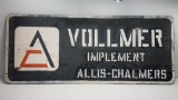 Vollmer Implement Allis Chalmers Wooden Sign