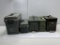(2) Empty Plastic Ammo Cans, (3) Metal Ammo Cans
