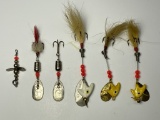 (6) Vintage Heddon Spinners  Fishing Lures