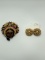 Indian Shell Pin & Shell Clip Earrings