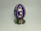 Vintage Glass Egg - Purple Floral Design