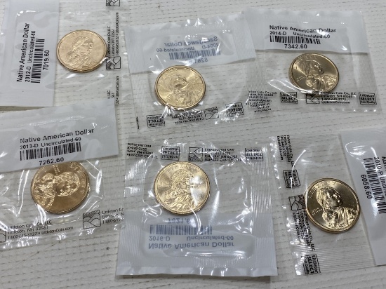 (6) Sacagawea Dollar Coins