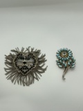 Lion & Flower Pin