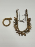 Antique Carved African Animal Necklace & Bracelet
