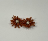 Seed Coral Clip Earrings