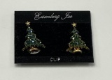 Eisenberg Ice Christmas Tree Clip Earring Set