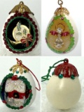 Set of 4 Mini Diorama  Egg Handmade Ornaments