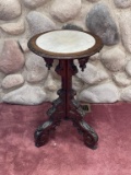 Antique End Table With Marble Inset