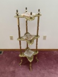 Antique 3 Tier Stand with Marble Inlays