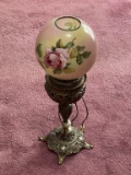 Antique Lamp with Floral Globe Shade