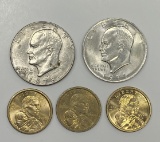 (5) Sacagawea & Eisenhower Dollars