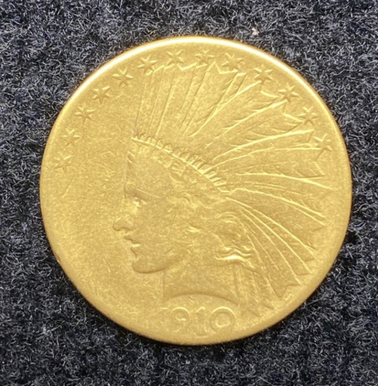 1910 S Indian Head Gold $10 Coin