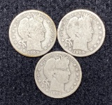 (3) Barber Half Dollars - 1908O & 1908D