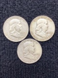 (3) 1949 D Ben Franklin Half Dollars