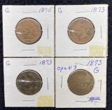 (4) Indian Head Pennies