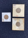 (3) Indian Head Pennies: (1) 1863 (1) 1864 & (1) 1865
