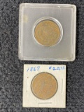 (1) 1864 & (1) 1867 Two Cent Coins