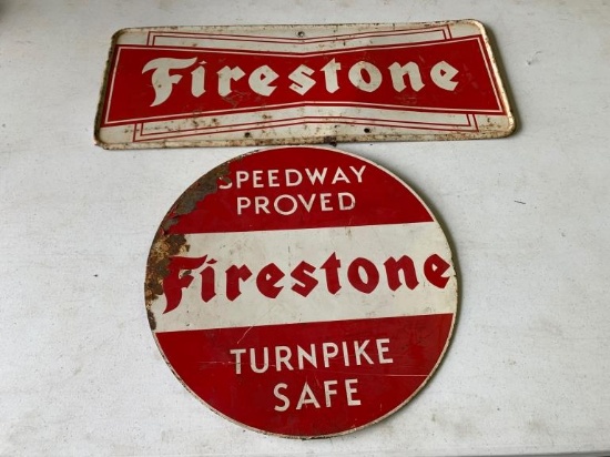 Firestone Turnpike Safe Sign 15"diameter, Firestone Sign 9-3/4x24-3/4" Rectangle Sign