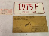 Ohio 1968 License Plate, New Unused