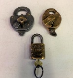 Wabash Railroad Lock No Key, Sargent Lock, Penn Rr Lock With Key