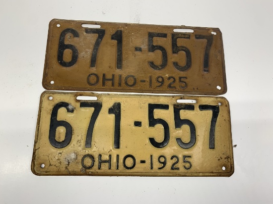 Ohio License plates 1925