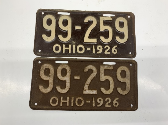 Ohio License plates 1926