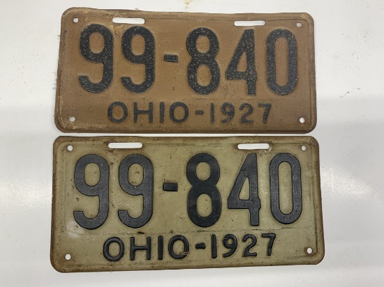 Ohio License plates 1927