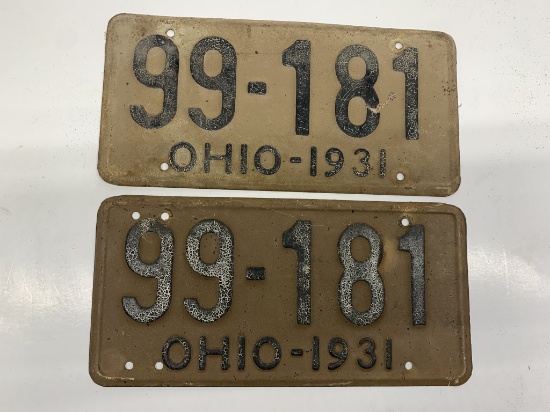 Ohio License plates 1931