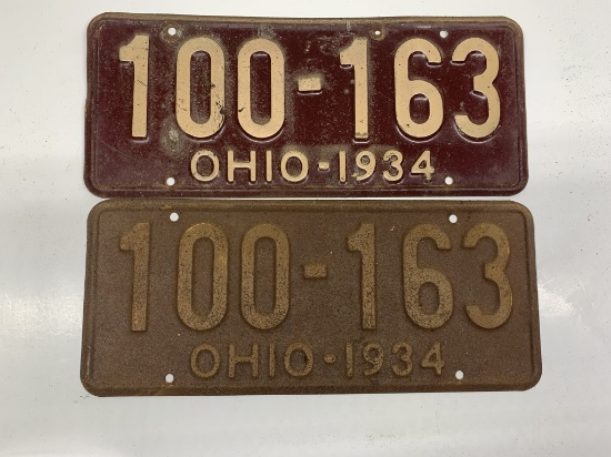 Ohio License plates 1934
