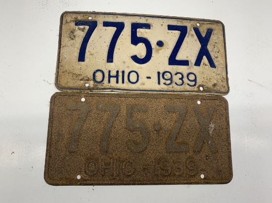 Ohio License plates 1939