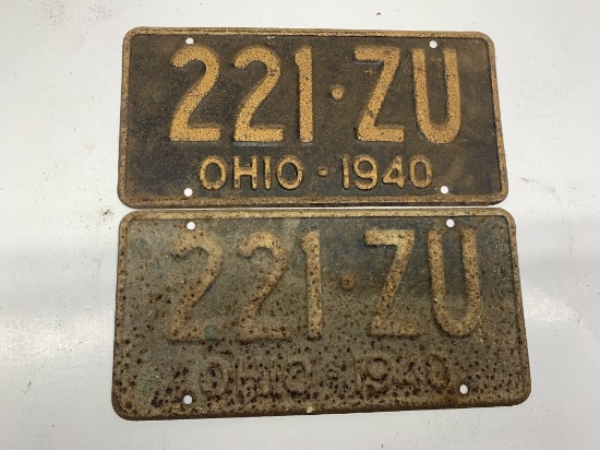 Ohio License plates 1940