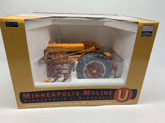 Minneapolis Moline U with 2 Row Cultivator,  1/16 Scale