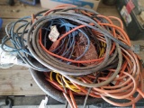 Tub Of Mic. Electric Cords And Misc. Wires And Trouble Light
