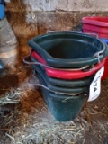 Five Flat Backed Plastic Buckets