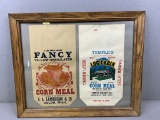 Framed Original Corn Meal Bag Art