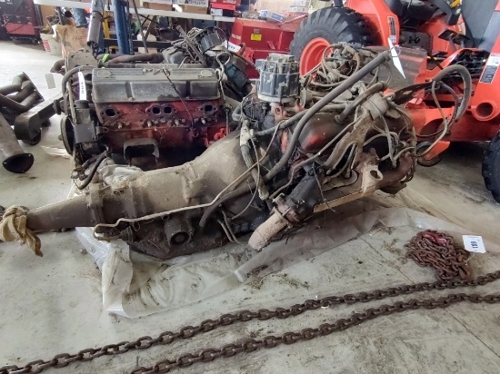 Early 70s 350 Chevy Engine with Transmission
