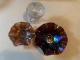 Carnival Glass & Glass Bowl