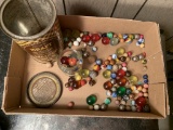 Marbles in Tin & Glass Containers