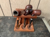 Set of 4 Smoking Pipes w/Stand