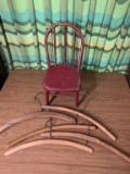 5 Wooden Hangers & Red Wooden Child's Chair